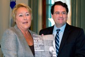 Premier Pauline Marois holding the proposed charter